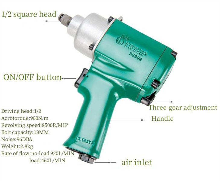 Chave pneumática de nível profissional Chave rápida Canhão de vento Ferramentas pneumáticas Reparo automático Grande torque Alta potência