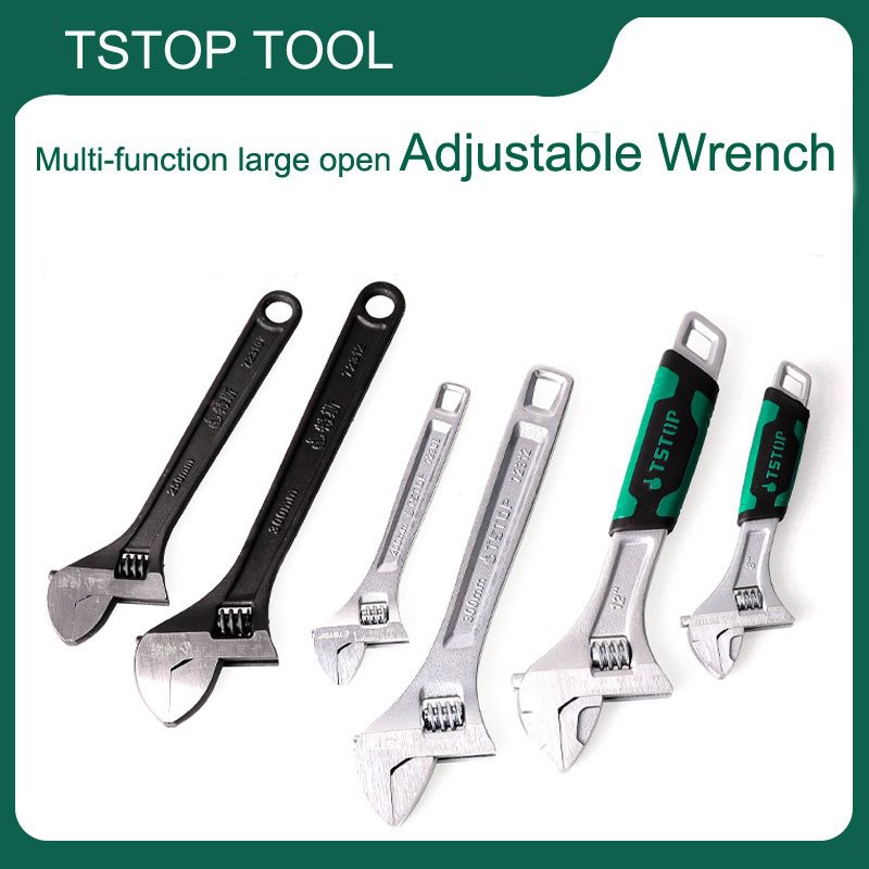 Professional Offset Adjustable Wrench with Rubber Handle